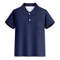 thumbnail image 1 of Little Boys' Polo Shirt Navy School Uniform Shirts Boys Button Down Shirt Kids Short Sleeve Shirts Boys Shirts Size 5-6 Years, 1 of 4