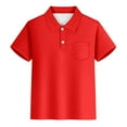 thumbnail image 1 of Little Boys' Polo Shirt Red Polo Shirt Boys Rugby Button Down Shirt with Short Sleeves Boys Clothes Size 5-6 Years, 1 of 4