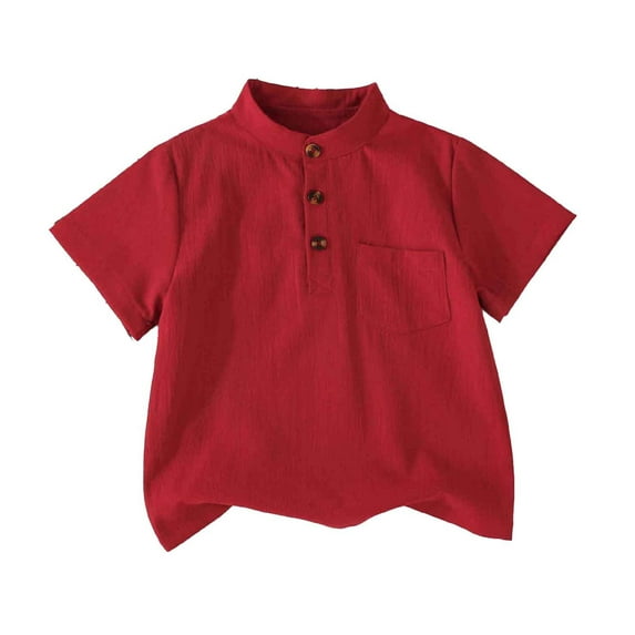 Little Boys' Polo Shirt Red School Uniform Shirts Rugby Shirt Short Sleeve Polo Shirts Boys Polo Shirts Size 7-8 Years