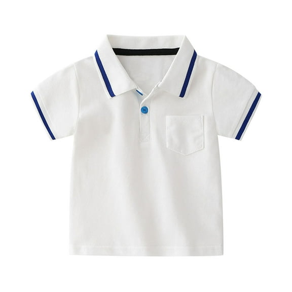 Little Boys' Polo Shirts White Uniform Shirts for Boys Button Up Shirt Boys Boy Short Sleeve Shirt Boys Polo Shirts Size 4-5 Years
