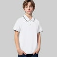 thumbnail image 1 of Little Boys' Polo Shirts White Polo Shirt Boys Button Down Shirt with Short Sleeves Boys Clothes Size 7-8 Years, 1 of 3
