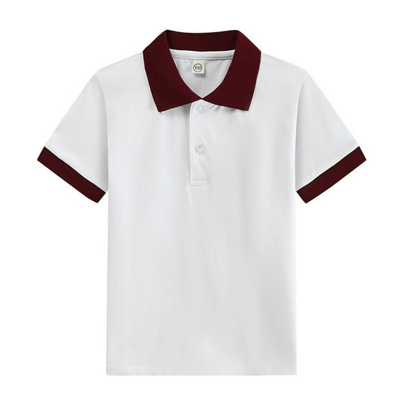 Little Boys' Polo Shirt Collar Shirt with Short Sleeves Button Up Shirt Boys 5-6 Years