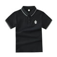 thumbnail image 1 of Little Boys Polo Shirts Black Polo Shirt Button Up Shirt Boys Short Sleeve Toddler Shirts Boys Clothes Size 4-5 Years, 1 of 2