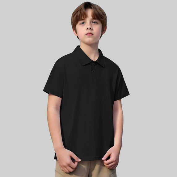Little Boys' Polo Shirts Black Polo Shirt for Boys Summer Polo Shirt with Short Sleeves Boys Shirts Size 4-5 Years