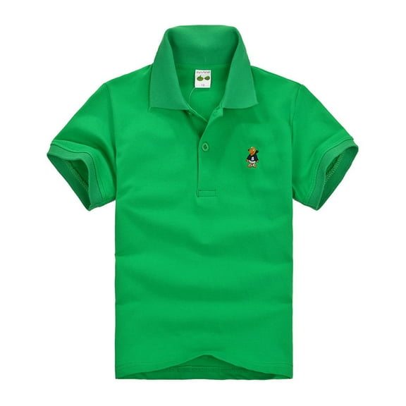 Little Boys' Polo Shirts Green Boys Uniform Shirts Short Sleeve Polo Shirts Casual Blouse Tops Pullover 7-8 Years