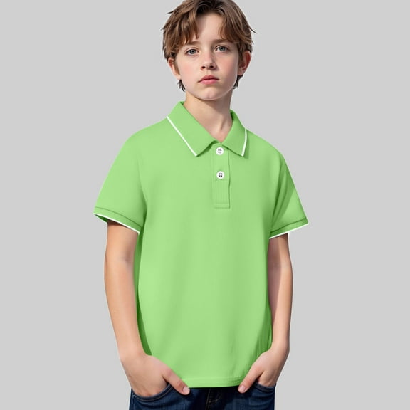 Little Boys' Polo Shirts Green Uniform Shirts for Boys Fashion Shirts Boys Short Sleeve Polo Shirts Boys Polo Shirts Size 5-6 Years