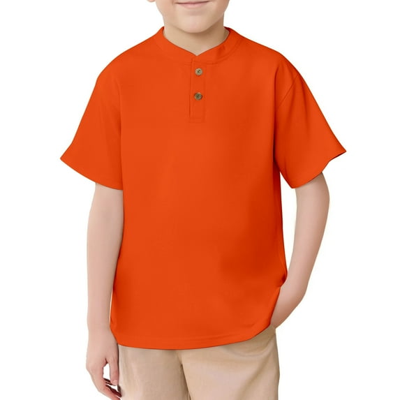 Little Boys Polo Shirts Orange Shirt for Boys Boys Button Down Shirt Boy Short Sleeve Shirt Boys Polo Shirts Size 7-8 Years