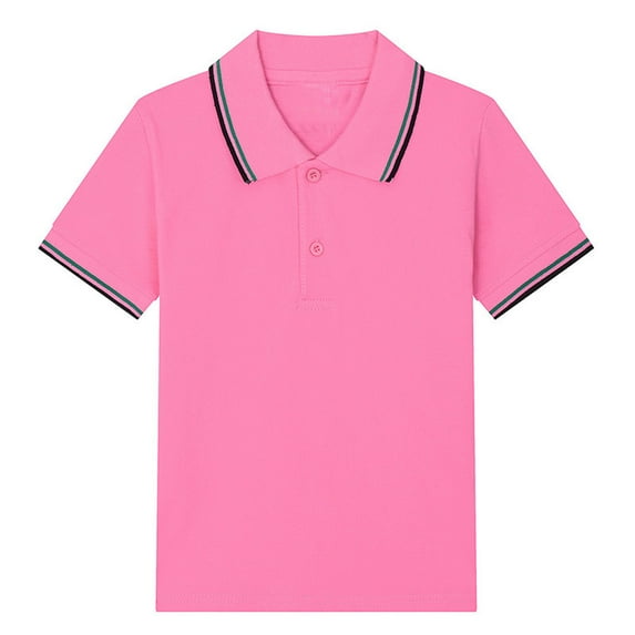 Little Boys' Polo Shirts Pink Uniform Shirts for Boys Short Sleeve Shirt Summer Polo Shirt 6-7 Years