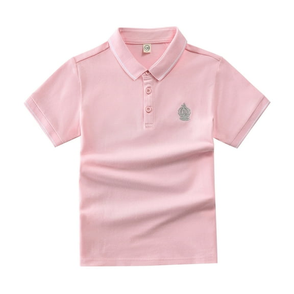 Little Boys' Polo Shirts Pink Shirt for Boys Casual Blouse Tops Pullover Boy Short Sleeve Shirt Boys Polo Shirts Size 5-6 Years