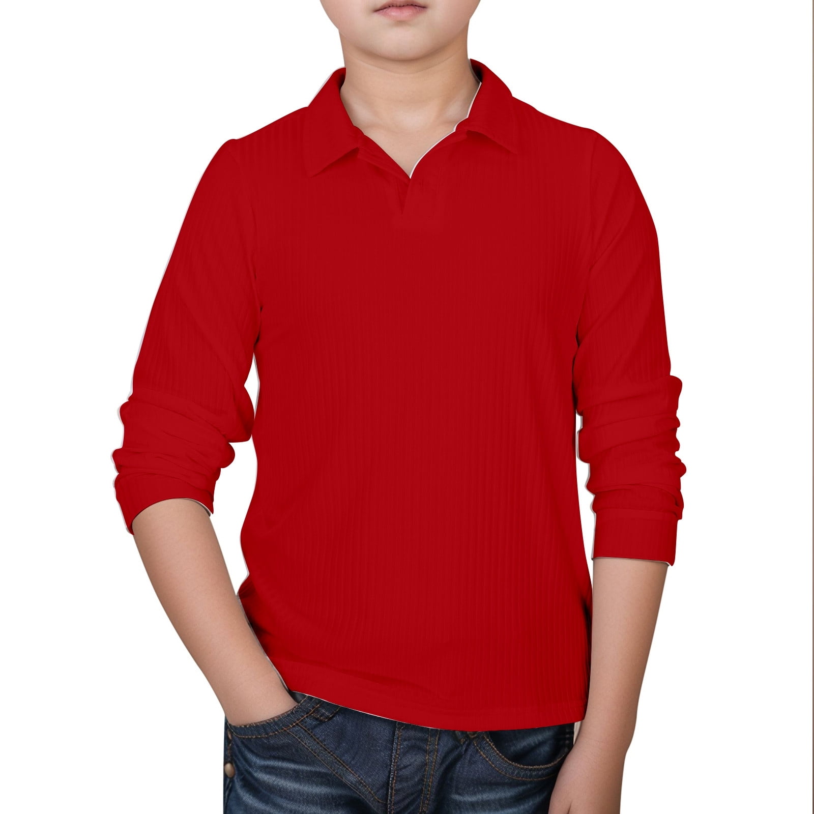 Chemise Garçon AVERRE En Coton - Button Down, Manches Longues, Rayures Marron Et Rouge, Taille L