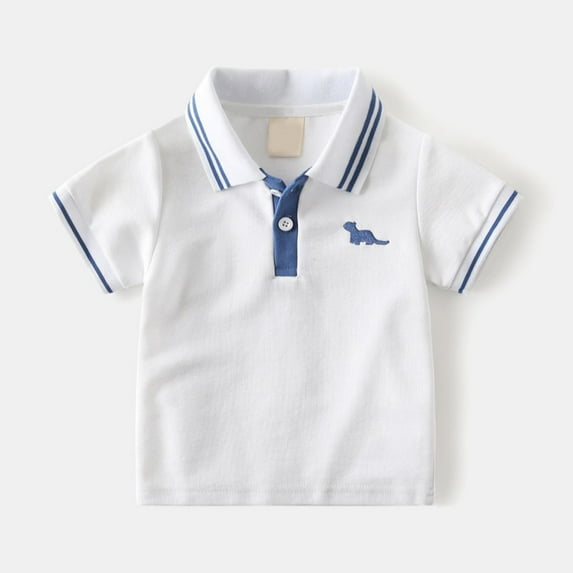 Little Boys Polo Shirts White School Uniform Shirts Button Up Shirt Boys Boys Short Sleeve Polo Shirts Boys Clothes Size 4-5 Years