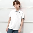 thumbnail image 1 of Little Boys' Polo Shirts White Shirt Boys Rugby Button Down Shirt Short Sleeve Tops Boys Polo Shirts Size 5-6 Years, 1 of 3