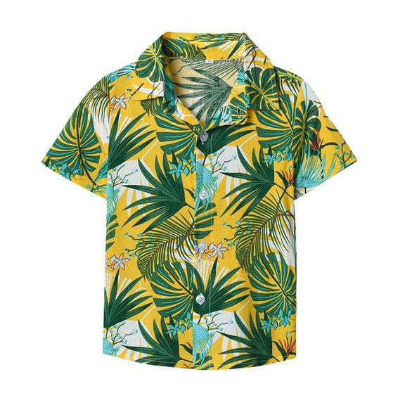 Little Boys Shirts Short Sleeve Hawaii Beach Holiday Floral Shirt Tops Casual Button Down Shirts