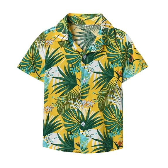 Little Boys Shirts Short Sleeve Hawaii Beach Holiday Floral Shirt Tops Casual Button Down Shirts