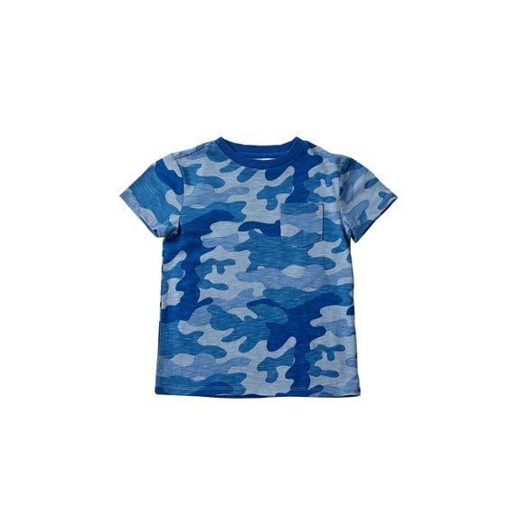 Little Boys Short Sleeve All Over Print Pocket T-Shirt Blue Ash Stone 7