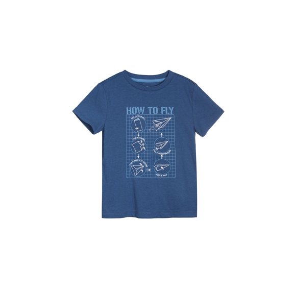 Little Boys Short Sleeve Graphic T-Shirt Ink Blue 7