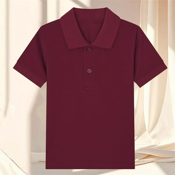 Little Boys Short Sleeve Shirt Cute Summer Tee Uniform Tops Cotton Button Collar Blouse for 2-15 Years 50% Saving