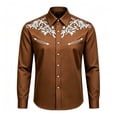 thumbnail image 1 of Little Boys Short Sleeve T-Shirt Cowboy Graphic Print Lapel Collar Western Cowboy Button Down Casual Summer Tops Basic Tees Size 6-7T, 1 of 4