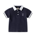 thumbnail image 1 of Little Boys Short Sleeve T-shirt polo shirt Half Sleeve Embroidered Top Navy,5-6T, 1 of 8