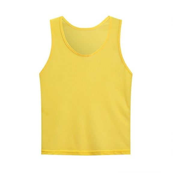 Little Boys Solid Color Sleeveless T-Shirt Tank Top Athletic Casual Tank Top Against Clothing Yellow，3-9Y