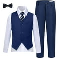 thumbnail image 1 of Little Boys Suit 4PC Wedding Party Vest Tuxedo Dress Suit Outerwear Party Vest Pants Outfits Navy Blue 3T, 1 of 7