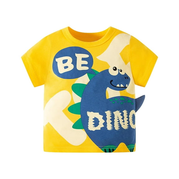 Little Boys Summer T Shirt Dinosaur Print Casual Short Sleeve Tops Outdoor Daily Wear Tee Size 6-7T