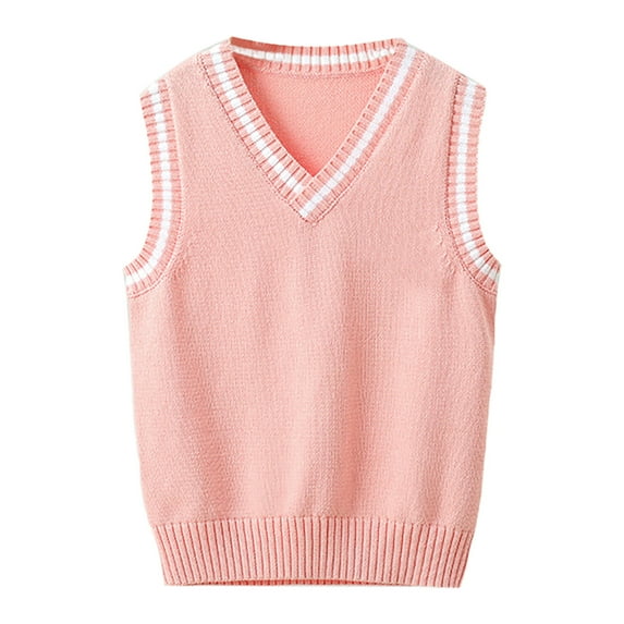 Little Boys Sweater Vest Lightweight Knit Cardigan Kids Casual Wear Fall Winter Layering Clothing Pink Size 6-7T