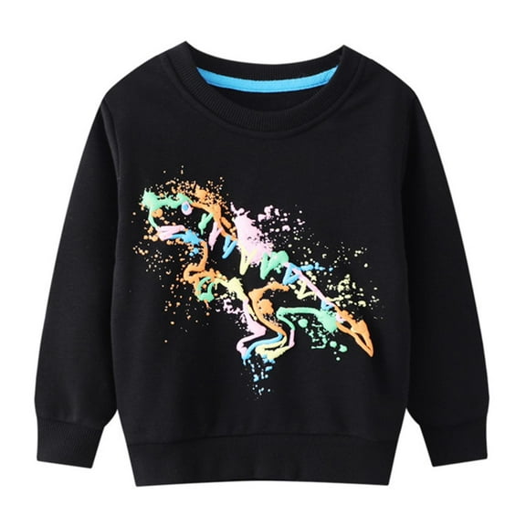 Toddler Boys Sweatshirts Fall Pullover Children's Casual Crewneck Printed Handsome Cotton Clothes for Boys Size 6-7T