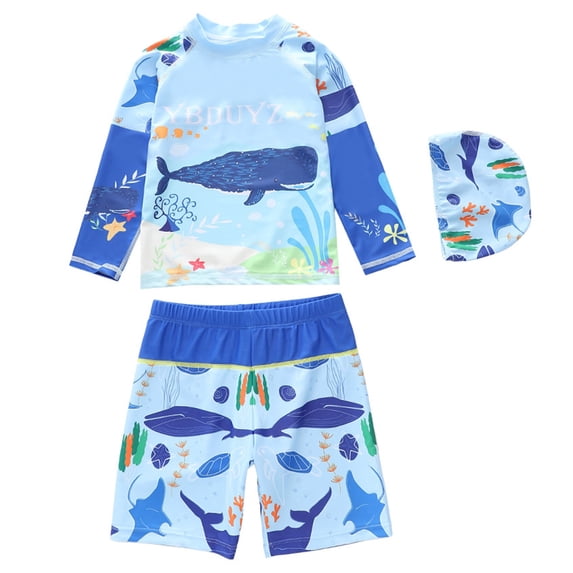 Little Boys Swimwear Long Sleeve Rash Guard Swim Trunks Upf 50 Sun Clothes