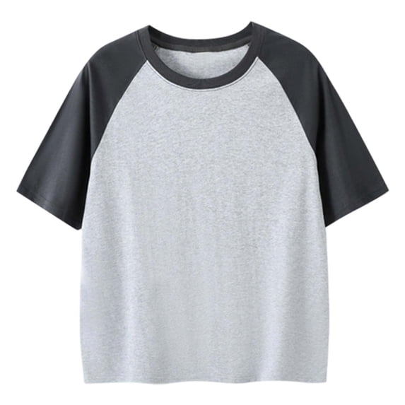 Little Boys T Shirt Short Sleeve Color Block Raglan Tee Top Kids Casual Youth Summer Boys Clothes Size 6-7T,Grey