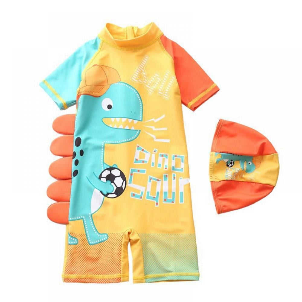 Little Boys Toddler Dinosaur Swimsuit UPF 50+ Rash Guard Swimwear One