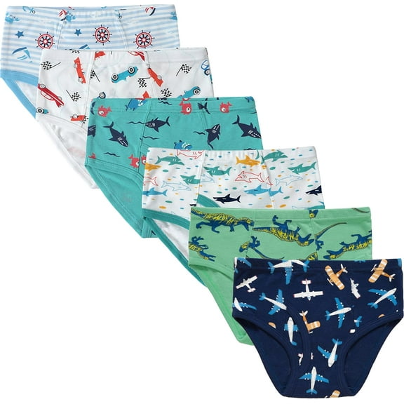 Little Boys Underwear Children Cotton Breathable Airplane Panties Kids Shark Briefs Toddler Comfort Car 6 Pack Underpants Size 2T