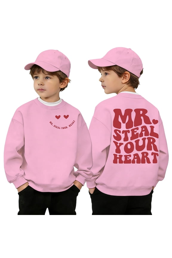 Little Boys Valentines Day Girls Crewneck Sweatshirt Graphic Print Pullover Blend Long Sleeve Top Kids Youth Clothes