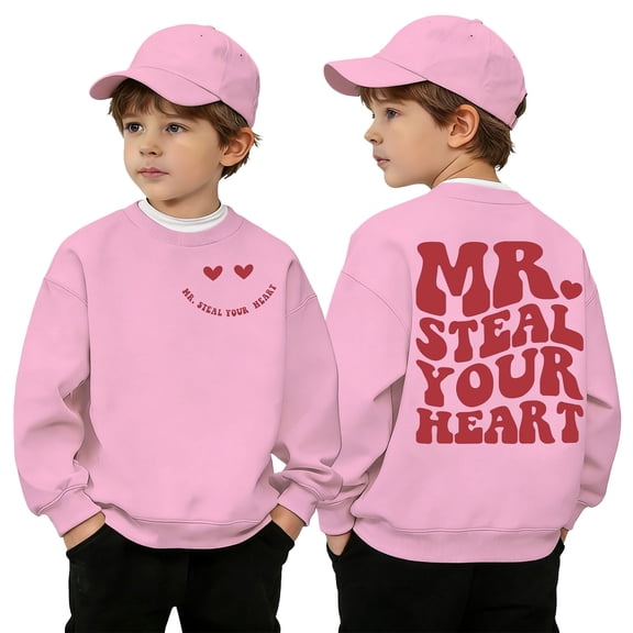 Little Boys Valentines Day Girls Crewneck Sweatshirt Graphic Print Pullover Blend Long Sleeve Top Kids Youth Clothes