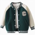 thumbnail image 1 of 5-6 Years Little Boys Varsity Bomber Jacket Button Down Letterman Coat with Letter Patch, 1 of 8