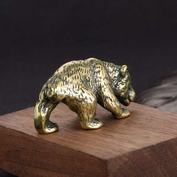 Little Brass Bear Figurine Small Statue House Decoration Animal Figurines Toys