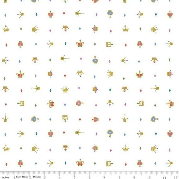 Little Brier Rose Crown White Cotton Fabric