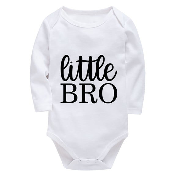 Little Bro Little Brother Neutral Baby Romper Long Sleeve Baby Girl Zipper Onesie White 6 Month Baby Suit