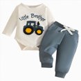 thumbnail image 1 of Little Brother Big Brother Matching Outfit Long Sleeve Romper/Sweatshirt+ Solid Pants Fall Winter 2PCS Clothes Set, 1 of 4