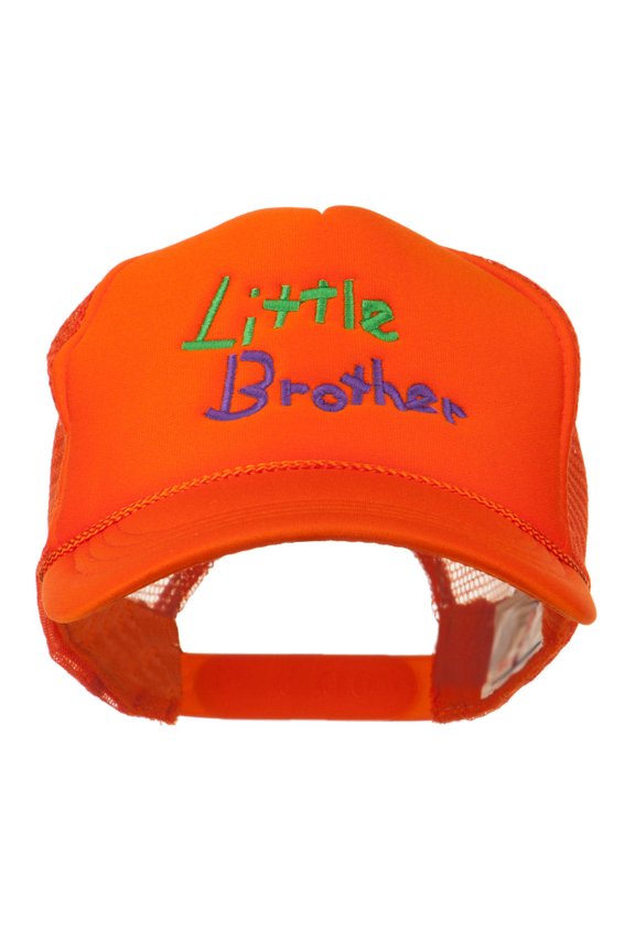 Little Brother Embroidered Youth Foam Mesh Cap - Orange OSFM