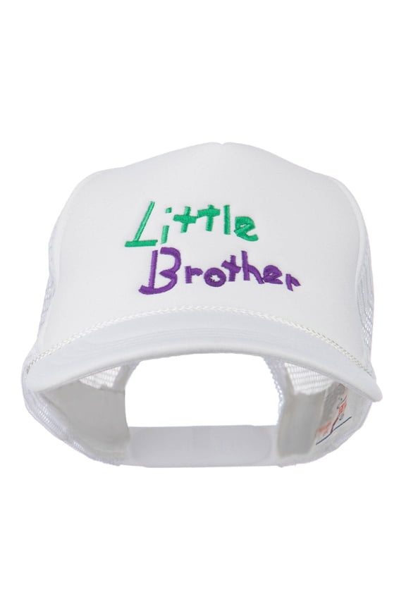 Little Brother Embroidered Youth Foam Mesh Cap - White OSFM
