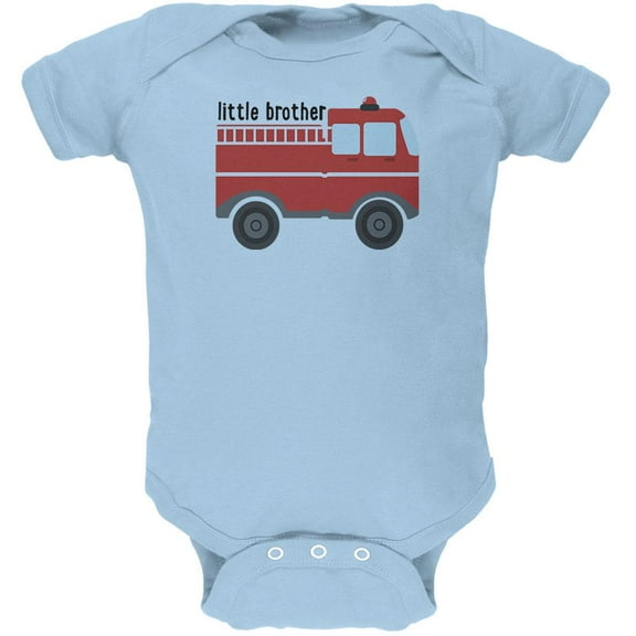 Little Brother Fire Truck Soft Baby One Piece Light Blue 18-24 M