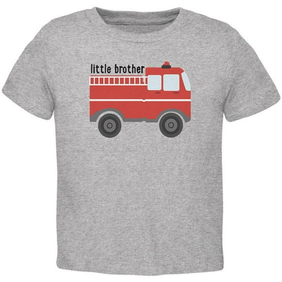 Little Brother Fire Truck Toddler T Shirt Heather 4T