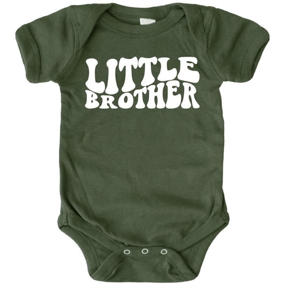 Little Brother Groovy Wavy Bodysuits White on Military Green Bodysuit 18 Months