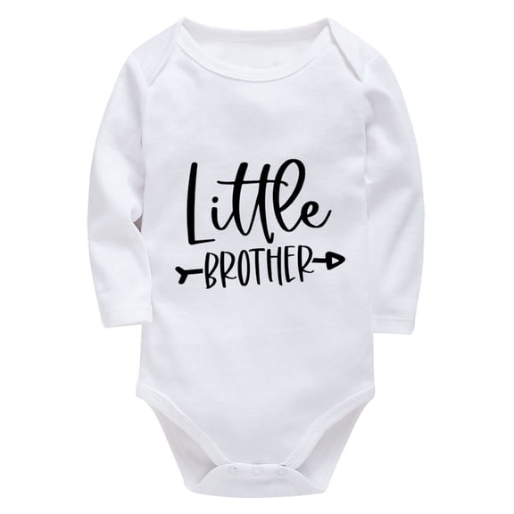 Little Brother Infant Onesie Girl Long Sleeve Neutral Onesie Baby White Baby Girl First Outfit from Hospital