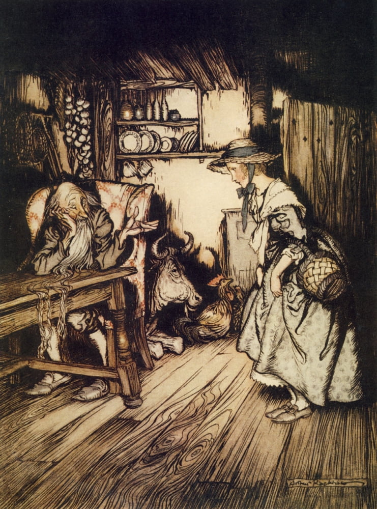 Little Brother & Little Sister 1917 Hut in the Forest Canvas Art - A Rackham (24 x 36)