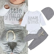 XIAXAIXU Little Brother Newborn Baby Boy Tops Long Sleeve Romper Jumpsuit Bodysuit Long Pants Clothes Outfit Set 0-3 Months