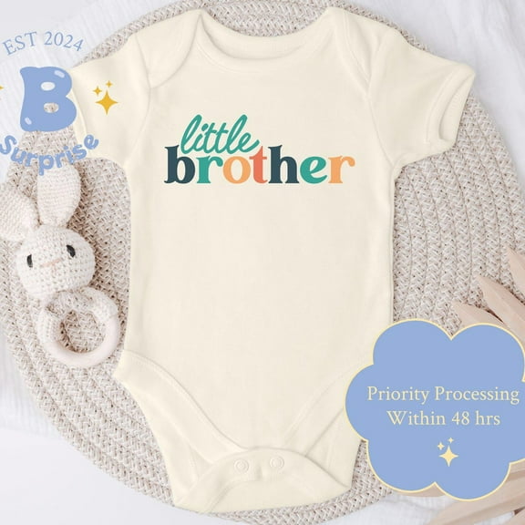 Little Brother Onesie, Baby Boy Bodysuit, Newborn Sibling Outfit, Cute Baby Boy Clothes, Soft Cotton Baby Apparel Cute Baby Onesie, BABY BODYSUIT LAT 4424