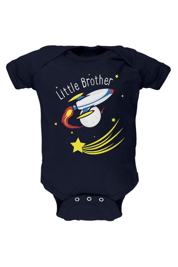 Little Brother Outer Space Rocket Soft Baby One Piece Navy 12-18 M