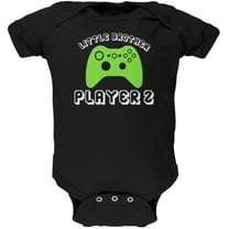 Little Brother Player 2 New Gamer Soft Baby One Piece Black 9-12 M